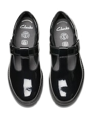 Clarks Black Wide Fit (G) Patent Loxham Bar Shoes - Image 6 of 8