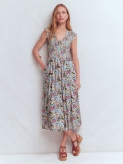 Boden Green Smocked Jersey Midi Dress - Image 4 of 5