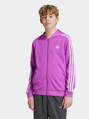 adidas Purple Train Essentials AEROREADY 3-Stripes Regular-Fit Full-Zip Hoodie - Image 1 of 7