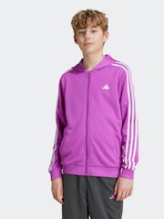adidas Purple Train Essentials AEROREADY 3-Stripes Regular-Fit Full-Zip Hoodie - Image 6 of 7