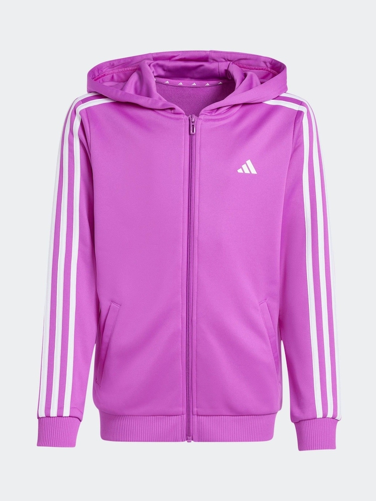 adidas Purple Train Essentials AEROREADY 3-Stripes Regular-Fit Full-Zip Hoodie - Image 7 of 7