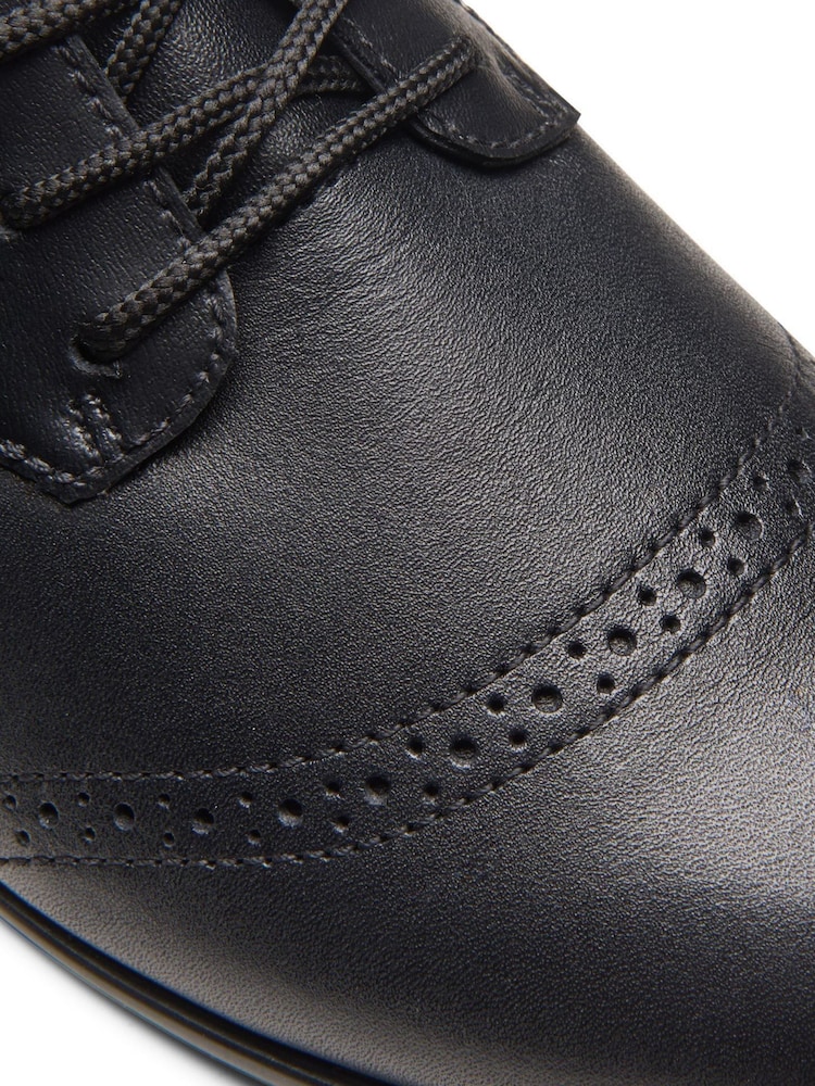 Clarks Black Wide Fit (G) Leather Younger Girls Finja Brogues - Image 8 of 8
