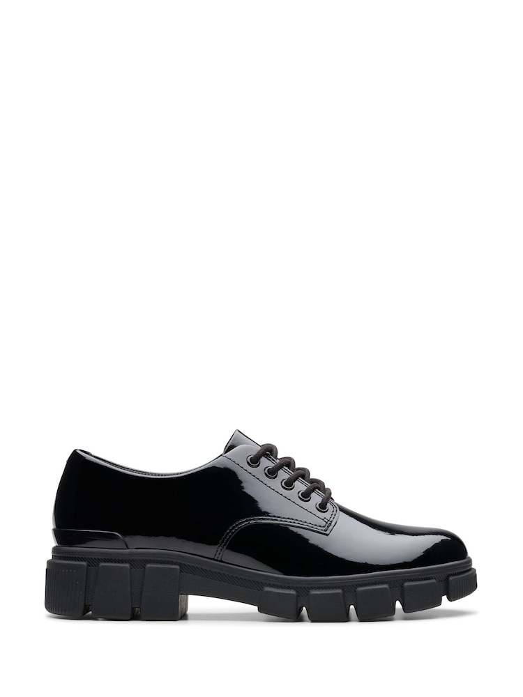 Clarks Black Wide Fit (G) Patent Evyn Lace Shoes - Image 1 of 7