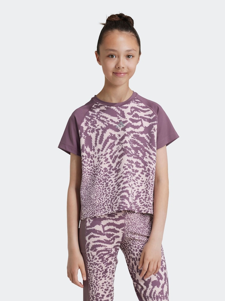 adidas Pink Kids Print T-Shirt - Image 1 of 6