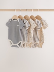 Neutral Waffle Short Sleeve Bodysuits 5 Pack - Image 1 of 11