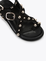 Steve Madden Black Linear Suede Sandals - Image 3 of 4