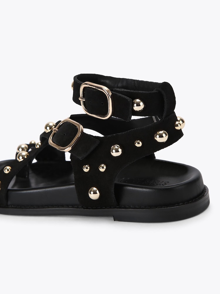 Steve Madden Black Linear Suede Sandals - Image 4 of 4