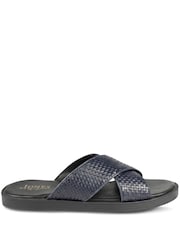 Jones Bootmaker Blue Westport Leather Mule Sliders - Image 1 of 5