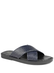 Jones Bootmaker Blue Westport Leather Mule Sliders - Image 2 of 5