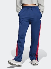 adidas Blue Iconic 3 Stripe Button Joggers - Image 1 of 5