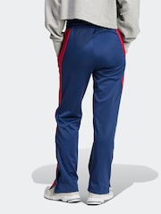 adidas Blue Iconic 3 Stripe Button Joggers - Image 2 of 5