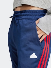adidas Blue Iconic 3 Stripe Button Joggers - Image 3 of 5