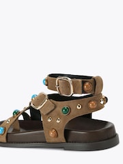 Steve Madden Brown Linear Brown Suede Sandals - Image 3 of 4