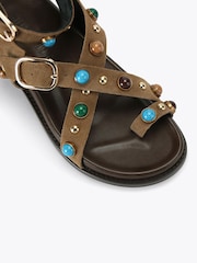 Steve Madden Brown Linear Brown Suede Sandals - Image 4 of 4