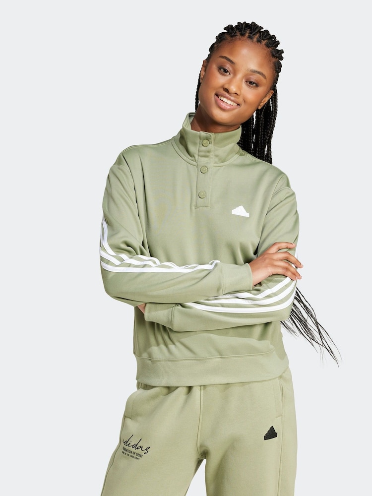 adidas Green Iconic 3 Stripe Track Top - Image 1 of 6