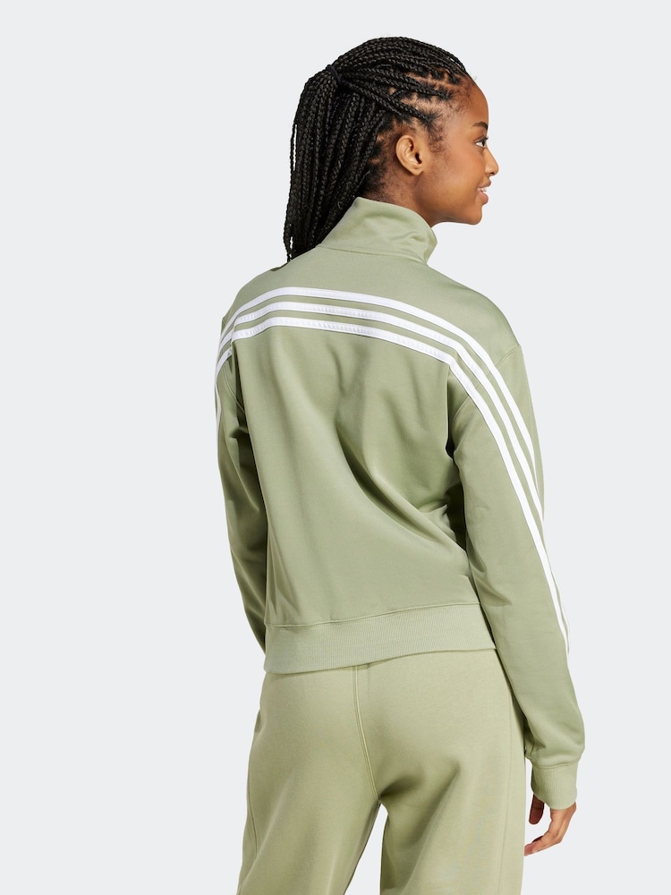 adidas Green Iconic 3 Stripe Track Top - Image 2 of 6