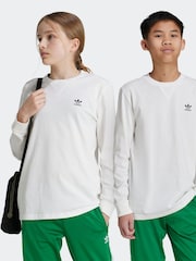 أبيض - تيشرت بكُم طويل من القطن 100% من adidas - صورة 1 من 6