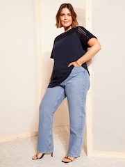 Weiß - Kurven wie diese Broderie Mix T-Shirt​​​​​​​ - Bild 4 von 4