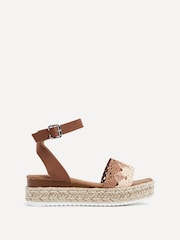 Linzi Brown Harbour Two Part Raffia Flatform Sandals - Image 2 of 5