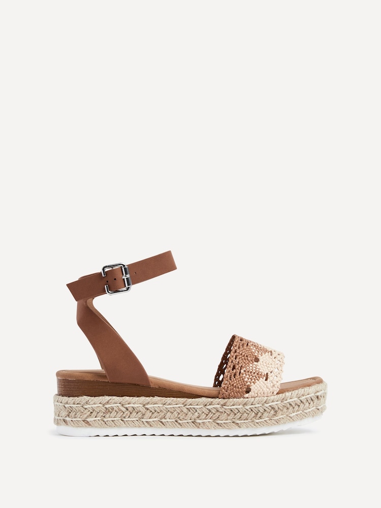 Linzi Brown Harbour Two Part Raffia Flatform Sandals - Image 2 of 5