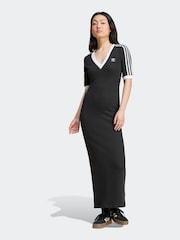 adidas Originals Black 3-Stripes Maxi Dress - Image 1 of 7