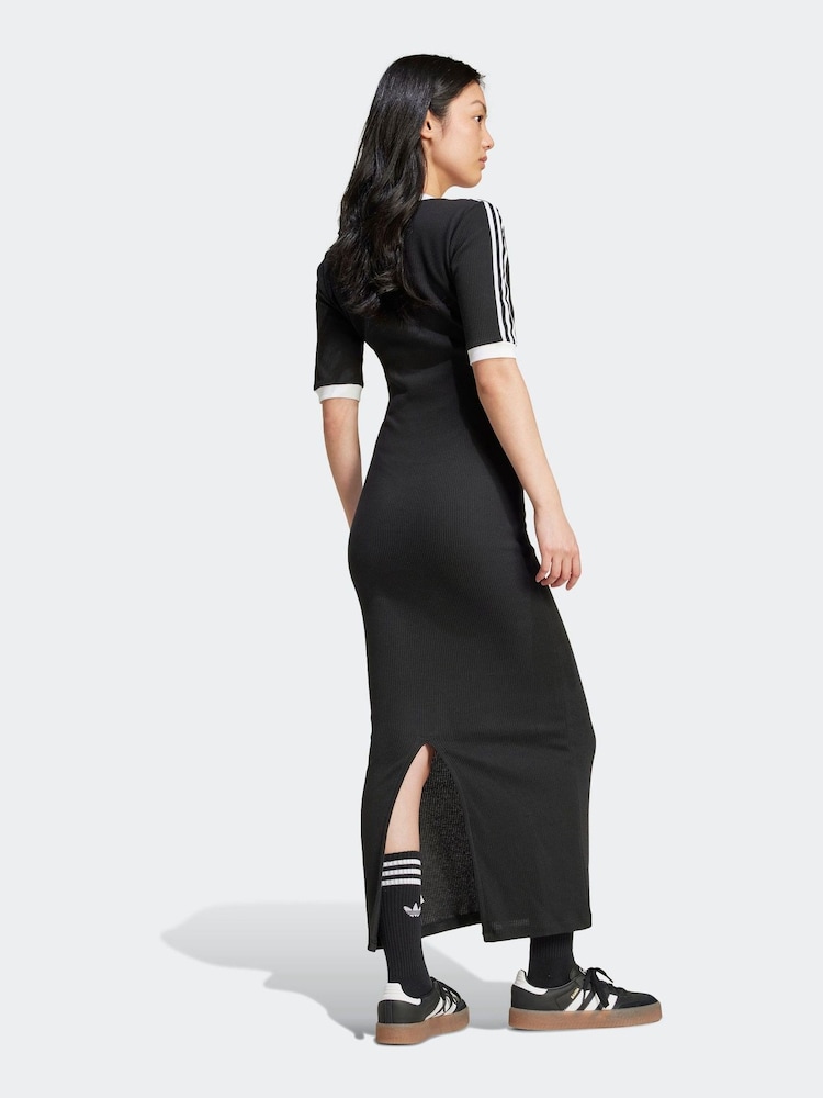 adidas Originals Black 3-Stripes Maxi Dress - Image 2 of 7