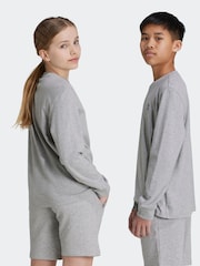 رمادي - تيشرت بكُم طويل من القطن 100% من adidas - صورة 3 من 6