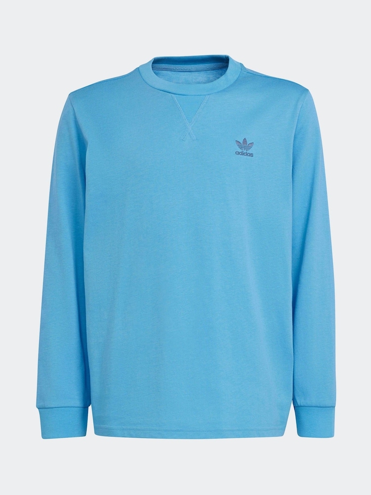 adidas Blue 100% Cotton Long Sleeve T-Shirt - Image 6 of 6