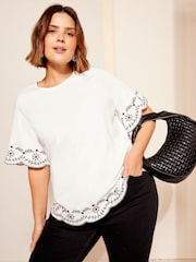 Curves Like These White Embroidered Hem Blouse - Image 1 of 4