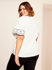 Curves Like These White Embroidered Hem Blouse - Image 2 of 4