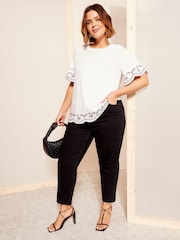 Curves Like These White Embroidered Hem Blouse - Image 3 of 4