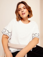 Curves Like These White Embroidered Hem Blouse - Image 4 of 4
