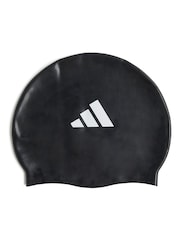 adidas Black Adidas 3-Stripes Swim Cap Kids - Image 1 of 6