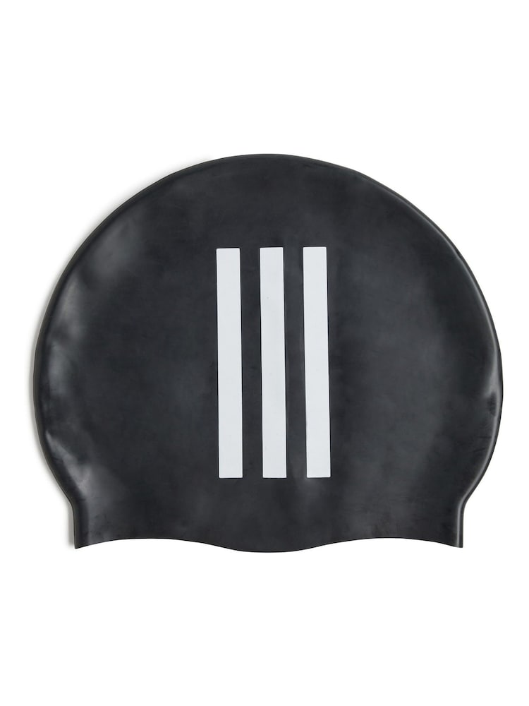adidas Black Adidas 3-Stripes Swim Cap Kids - Image 2 of 6