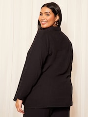 Curves Like These Black Linen Look Oversized Shirt - Image 3 of 4