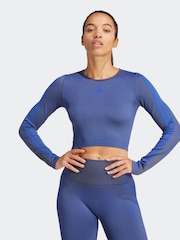adidas Blue Knit Long Sleeve T-Shirt - Image 1 of 6