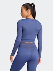 adidas Blue Knit Long Sleeve T-Shirt - Image 2 of 6