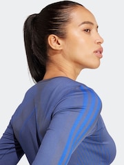 adidas Blue Knit Long Sleeve T-Shirt - Image 3 of 6