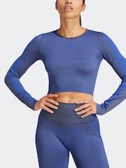 adidas Blue Knit Long Sleeve T-Shirt - Image 4 of 6