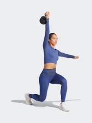 adidas Blue Knit Long Sleeve T-Shirt - Image 5 of 6