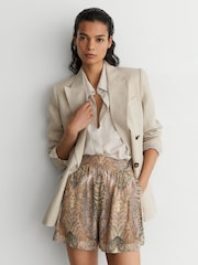Reiss Neutral/Grey Neave Paisley-Print Shorts - Image 1 of 7