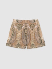 Reiss Neutral/Grey Neave Paisley-Print Shorts - Image 2 of 7
