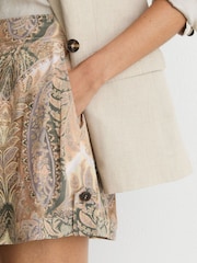Reiss Neutral/Grey Neave Paisley-Print Shorts - Image 6 of 7