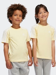 adidas Yellow Sportswear Essentials 3-Stripes 100% Cotton T-Shirt - Image 1 of 7