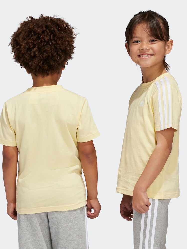 adidas Yellow Sportswear Essentials 3-Stripes 100% Cotton T-Shirt - Image 2 of 7