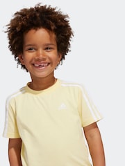 adidas Yellow Sportswear Essentials 3-Stripes 100% Cotton T-Shirt - Image 5 of 7