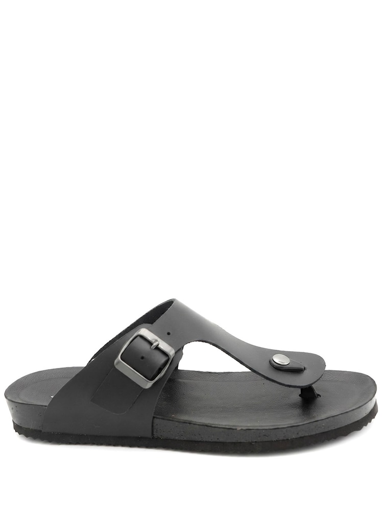 Jones Bootmaker Black Wales Leather Toe Post Mules - Image 1 of 5 Jones Bootmaker Black Wales Leather Toe Post Mules - Image 1 of 5