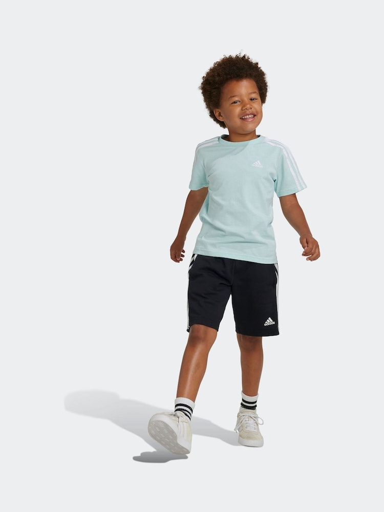 adidas Blue Sportswear Essentials 3-Stripes 100% Cotton T-Shirt - Image 1 of 6