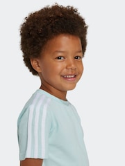 adidas Blue Sportswear Essentials 3-Stripes 100% Cotton T-Shirt - Image 4 of 6