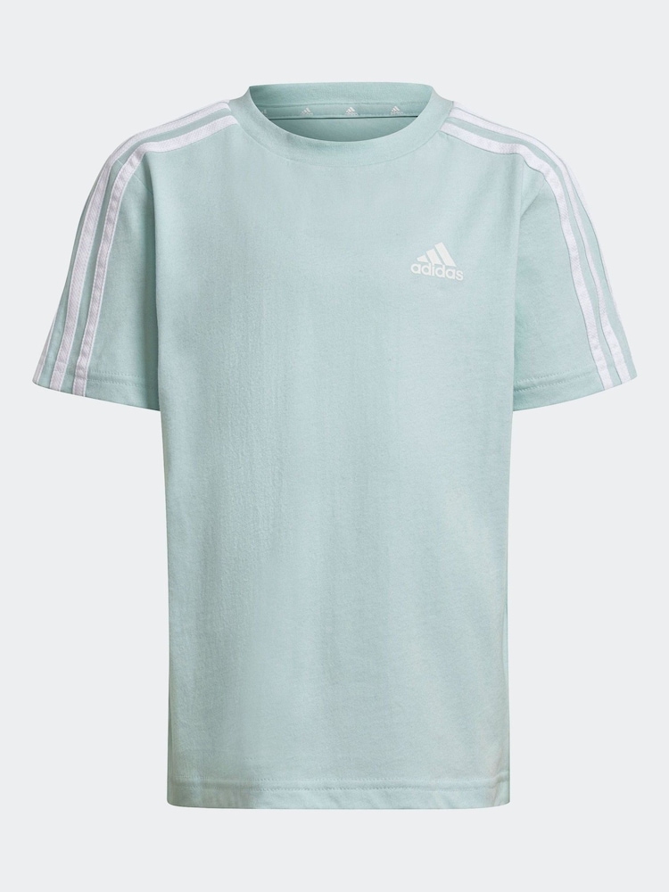 adidas Blue Sportswear Essentials 3-Stripes 100% Cotton T-Shirt - Image 6 of 6